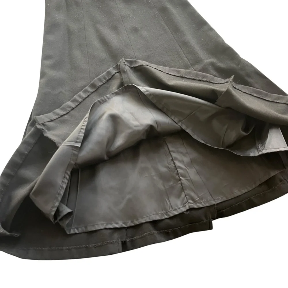 Barclay Square Women’s 10 Black 100% Pure Wool Vintage A-line Pleated Midi Skirt